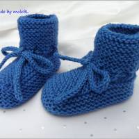 Babyschuhe in Blau, handgestrickt, Wolle (Merino) Bild 3