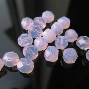 20 Milky Light Rose böhmische Perlen 6mm, tschechische feuerpolierte facettierte Glasperlen DIY Glasschliff Bild 1