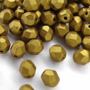 20 Matte Metallic Aztec Gold Perlen 6mm, tschechische feuerpolierte facettierte Glasperlen DIY Glasschliff Bild 1