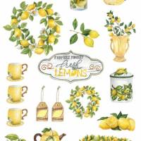 Reispapier - Motiv Strohseide - A4 - Decoupage - Vintage - Shabby - Fresh Lemons - Zitronen - 19208 Bild 1