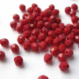 50   Opal Red böhmische Perlen 4mm, tschechische feuerpolierte facettierte Glasperlen DIY Glasschliff Bild 3