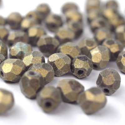 50   Sueded Gold Tanzanite böhmische Perlen 4mm, tschechische feuerpolierte facettierte Glasperlen DIY Glasschliff 4mm