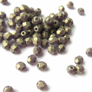 50   Sueded Gold Tanzanite böhmische Perlen 4mm, tschechische feuerpolierte facettierte Glasperlen DIY Glasschliff 4mm Bild 2