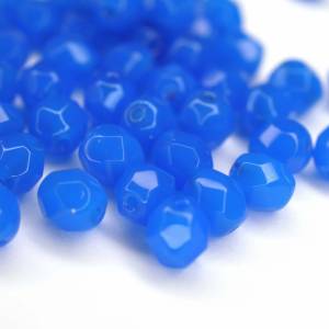 20 Opaque Blue böhmische Perlen 6mm, tschechische feuerpolierte facettierte Glasperlen DIY Glasschliff Bild 2