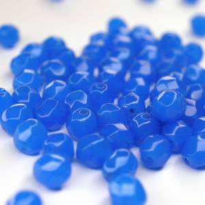 20 Opaque Blue böhmische Perlen 6mm, tschechische feuerpolierte facettierte Glasperlen DIY Glasschliff Bild 3