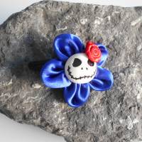 Satin Skull  Haarspange Rose,  blau Bild 3