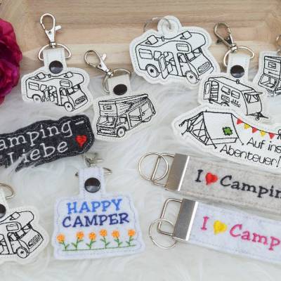 Stickdatei Camper Camping Anhänger Schlüsselanhänger ITH Wohnmobile
