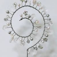 Spirale Blumenstecker Pflanzenstecker Sonnenfänger mit div. weiße Perlen Bild 2