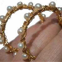 Perlenohrringe handgemachte Ohrringe weiß Perlen Creolen Brautschmuck boho Bild 2