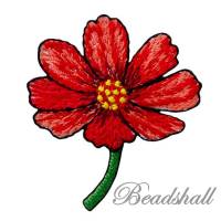 Bügelbild Blume mit Stiel rot Applikationen Bild 1