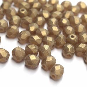 50 Sueded Gold Smoky Topaz böhmische Perlen 4mm, tschechische feuerpolierte facettierte Glasperlen DIY Glasschliff 4mm Bild 1
