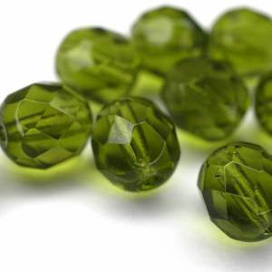 10  Dark Olivine böhmische Perlen 8mm, tschechische feuerpolierte facettierte Glasperlen DIY Glasschliff Bild 1
