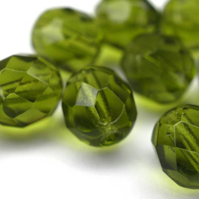 10  Dark Olivine böhmische Perlen 8mm, tschechische feuerpolierte facettierte Glasperlen DIY Glasschliff