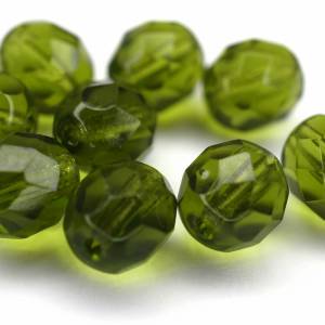 10  Dark Olivine böhmische Perlen 8mm, tschechische feuerpolierte facettierte Glasperlen DIY Glasschliff Bild 2