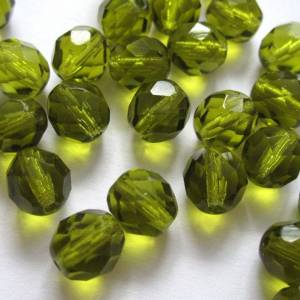 10  Dark Olivine böhmische Perlen 8mm, tschechische feuerpolierte facettierte Glasperlen DIY Glasschliff Bild 4