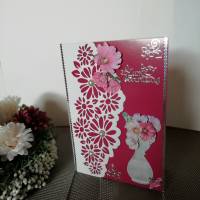 Geburtstagskarte für eine Frau in pink und weiß mit Blumen Bild 1