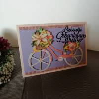 Geburtstagskarte für eine Frau mit einem lachsfarbenen Fahrrad Bild 1