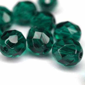 10 Teal böhmische Perlen 8mm, tschechische feuerpolierte facettierte Glasperlen DIY Glasschliff Bild 1