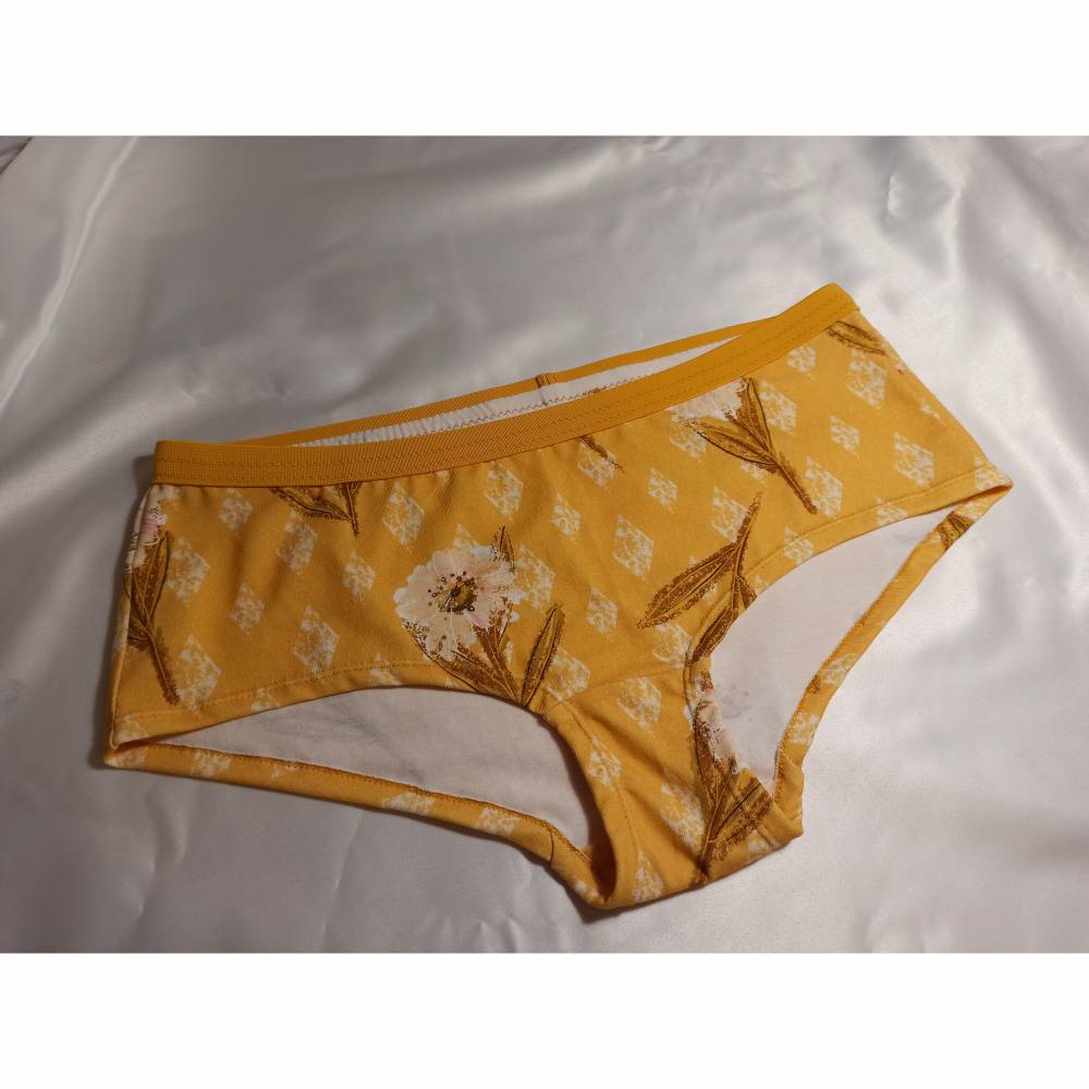 MoodySous Bio-Damen-Hipster Unterhose "Golden Boho" Blumen floral aus Biojersey Größen 34-44 Bild 1