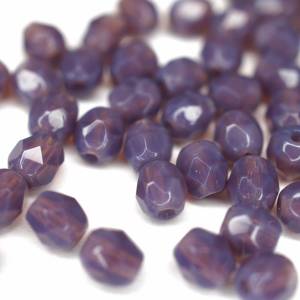 50   Dark Milky Amethyst böhmische Perlen 4mm, tschechische feuerpolierte facettierte Glasperlen DIY Glasschliff Bild 4