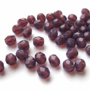 50   Dark Milky Amethyst böhmische Perlen 4mm, tschechische feuerpolierte facettierte Glasperlen DIY Glasschliff Bild 5