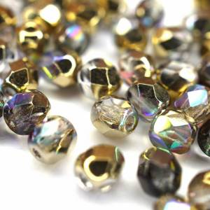 50   Golden Rainbow böhmische Perlen 4mm, tschechische feuerpolierte facettierte Glasperlen DIY Glasschliff Bild 1