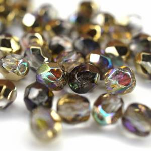 50   Golden Rainbow böhmische Perlen 4mm, tschechische feuerpolierte facettierte Glasperlen DIY Glasschliff Bild 2