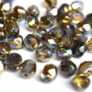 50   Golden Rainbow böhmische Perlen 4mm, tschechische feuerpolierte facettierte Glasperlen DIY Glasschliff Bild 3