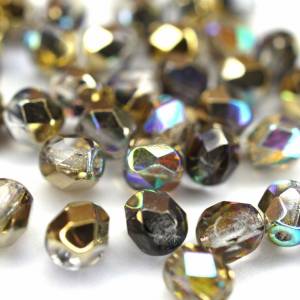 50   Golden Rainbow böhmische Perlen 4mm, tschechische feuerpolierte facettierte Glasperlen DIY Glasschliff Bild 4