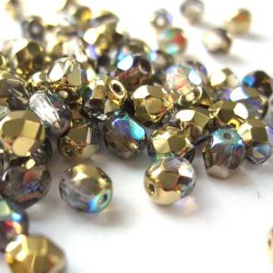 50   Golden Rainbow böhmische Perlen 4mm, tschechische feuerpolierte facettierte Glasperlen DIY Glasschliff Bild 5