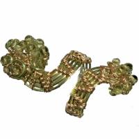 Ring Peridot hellgrün handgewebt grün goldfarben Spiralring als Daumenring handgemacht Bild 3