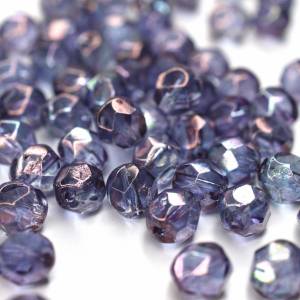 20 Luster Amethyst böhmische Perlen 6mm, tschechische feuerpolierte facettierte Glasperlen DIY Glasschliff Bild 1