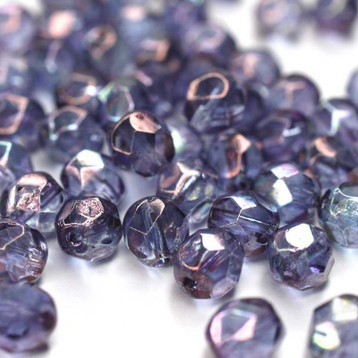 20 Luster Amethyst böhmische Perlen 6mm, tschechische feuerpolierte facettierte Glasperlen DIY Glasschliff