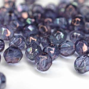 20 Luster Amethyst böhmische Perlen 6mm, tschechische feuerpolierte facettierte Glasperlen DIY Glasschliff Bild 2