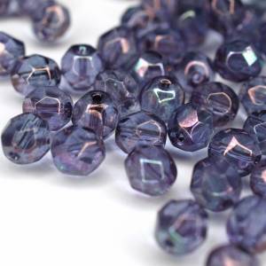 20 Luster Amethyst böhmische Perlen 6mm, tschechische feuerpolierte facettierte Glasperlen DIY Glasschliff Bild 3