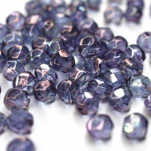 20 Luster Amethyst böhmische Perlen 6mm, tschechische feuerpolierte facettierte Glasperlen DIY Glasschliff Bild 4