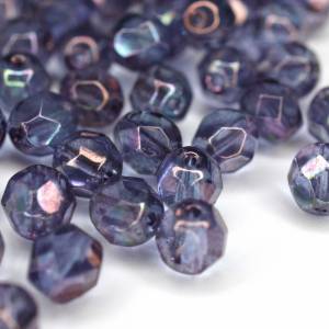 20 Luster Amethyst böhmische Perlen 6mm, tschechische feuerpolierte facettierte Glasperlen DIY Glasschliff Bild 5
