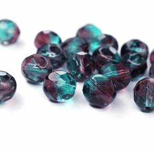 10  Teal / Amethyst böhmische Perlen 8mm, tschechische feuerpolierte facettierte Glasperlen DIY Glasschliff Bild 1