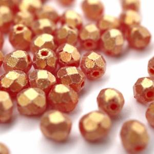 50 Sueded Gold Ruby böhmische Perlen 4mm, tschechische feuerpolierte facettierte Glasperlen DIY Glasschliff 4mm Bild 1