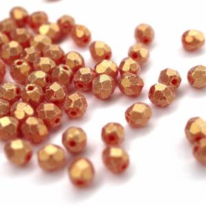 50 Sueded Gold Ruby böhmische Perlen 4mm, tschechische feuerpolierte facettierte Glasperlen DIY Glasschliff 4mm Bild 2