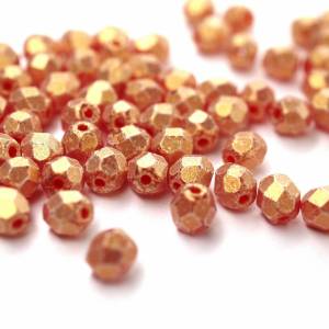 50 Sueded Gold Ruby böhmische Perlen 4mm, tschechische feuerpolierte facettierte Glasperlen DIY Glasschliff 4mm Bild 3