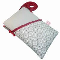 Handytasche Mini Umhängetasche grau Crossbag handmade aus Baumwollstoff 2 Fächer Farb- und Musterauswahl Bild 6