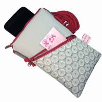 Handytasche Mini Umhängetasche grau Crossbag handmade aus Baumwollstoff 2 Fächer Farb- und Musterauswahl Bild 7