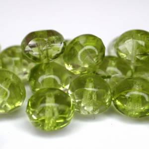 10 Crystal Olivine Bicolor Rondelle böhmische Perlen 6x8mm, tschechische feuerpolierte facettierte Glasperlen DIY Glassc Bild 2