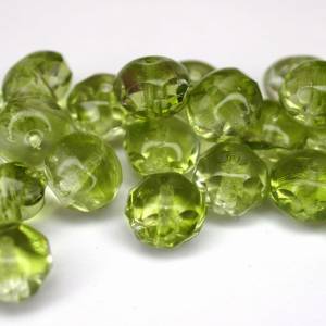 10 Crystal Olivine Bicolor Rondelle böhmische Perlen 6x8mm, tschechische feuerpolierte facettierte Glasperlen DIY Glassc Bild 5