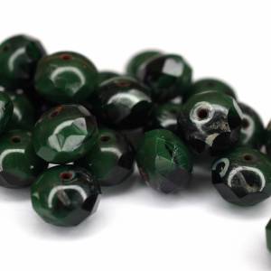 10 Black Green Picasso Rondelle böhmische Perlen 6x8mm, tschechische feuerpolierte facettierte Glasperlen DIY Glasschlif Bild 2