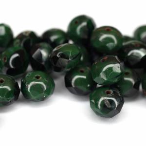 10 Black Green Picasso Rondelle böhmische Perlen 6x8mm, tschechische feuerpolierte facettierte Glasperlen DIY Glasschlif Bild 3