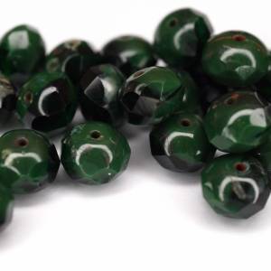 10 Black Green Picasso Rondelle böhmische Perlen 6x8mm, tschechische feuerpolierte facettierte Glasperlen DIY Glasschlif Bild 4