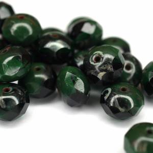 10 Black Green Picasso Rondelle böhmische Perlen 6x8mm, tschechische feuerpolierte facettierte Glasperlen DIY Glasschlif Bild 5