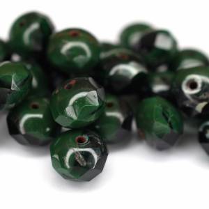 10 Black Green Picasso Rondelle böhmische Perlen 6x8mm, tschechische feuerpolierte facettierte Glasperlen DIY Glasschlif Bild 6